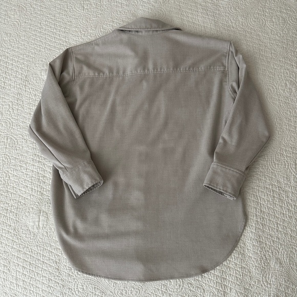 H&M Oversized Flannel Button Up Shirt Beige Size XS - Picture 3 of 8